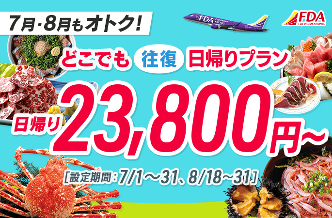 『どこでも往復日帰りプラン23,800円~』