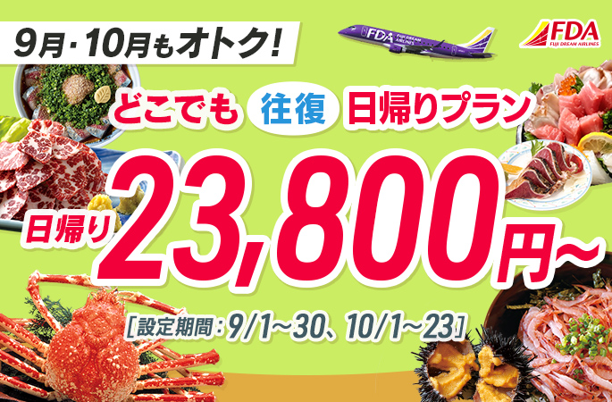 『どこでも往復日帰りプラン23,800円~』