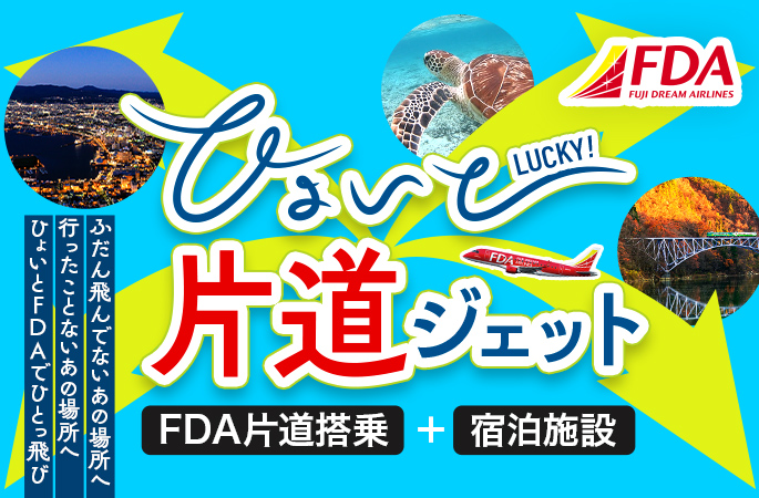 ひょいとLUCKY!片道ジェット その日限りの臨時便+宿泊施設1泊付きのフリープラン